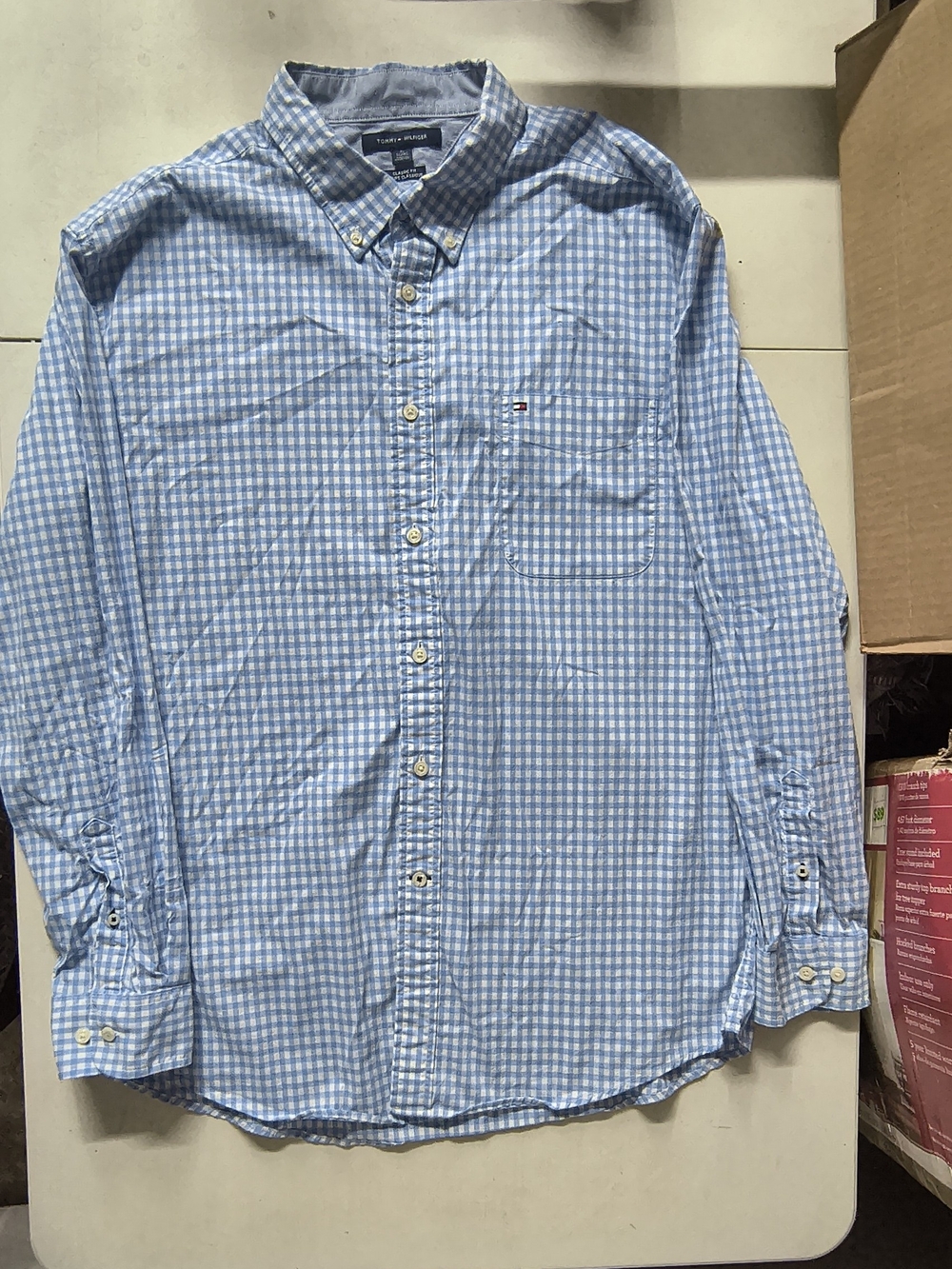 Tommy Hilfiger Light Blue White Gingham Button-Down Shirt